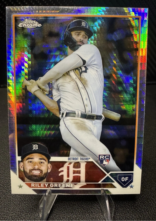 2023 Topps Chrome Prism Refractors 182 Riley Greene Detroit Tigers RC - 787 Hobby House