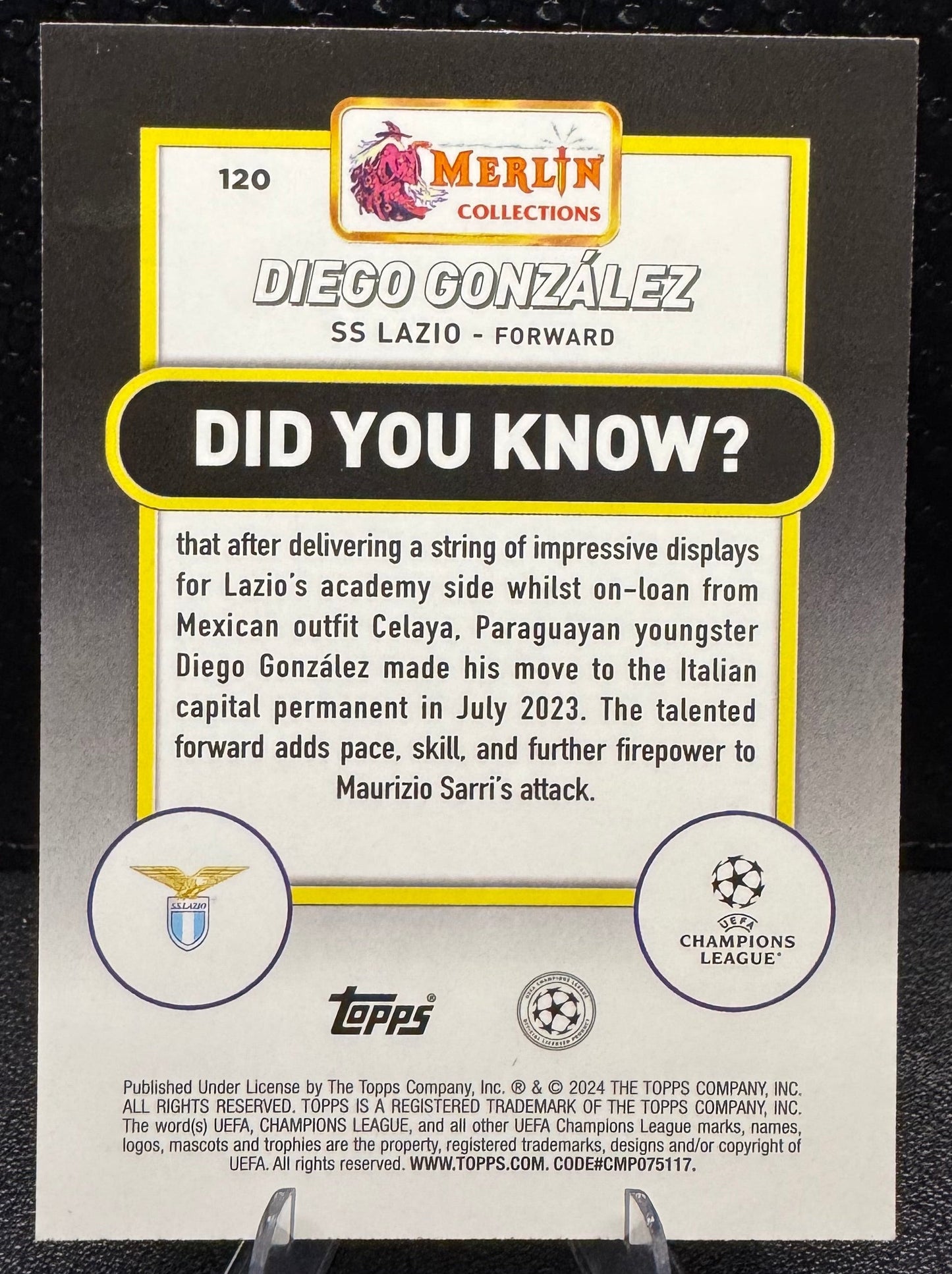 2023 Topps Merlin UEFA Club Competitions 120 Diego Gonzalez RC 20/75 - 787 Hobby House