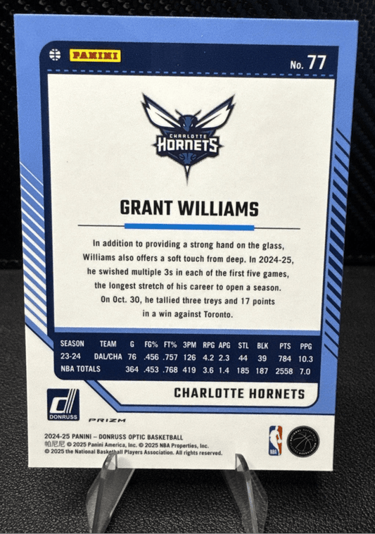 2024 - 25 Donruss Optic Purple Shimmer 77 Grant Williams Charlotte Hornets - 787 Hobby House