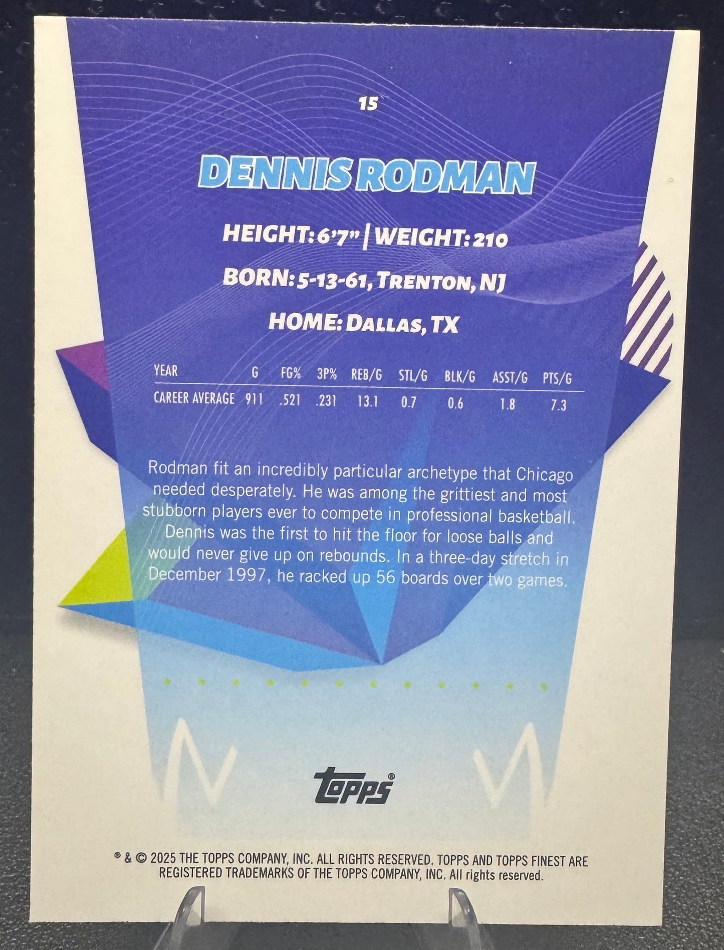 2024 - 25 Finest 15 Dennis Rodman Chicago Bulls - 787 Hobby House