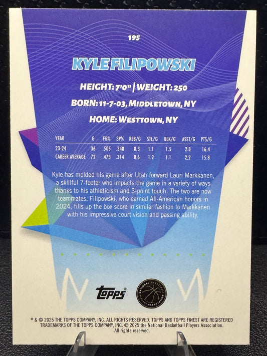 2024 - 25 Finest 195 Kyle Filipowski RC Utah Jazz - 787 Hobby House