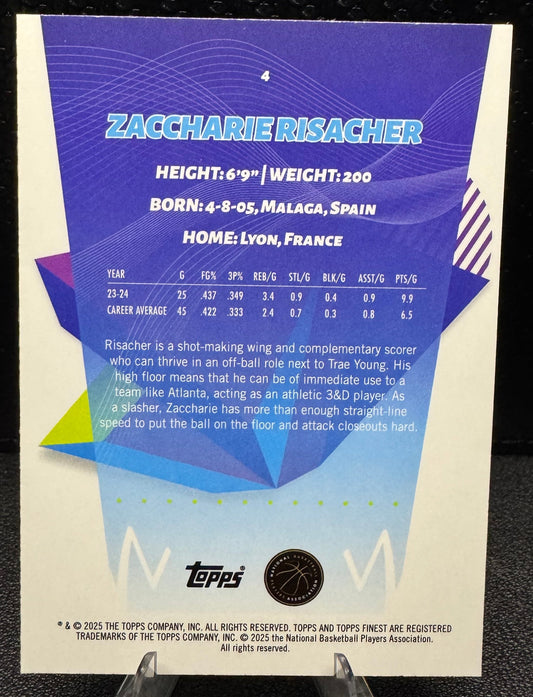 2024 - 25 Finest 4 Zaccharie Risacher RC Atlanta Hawks - 787 Hobby House