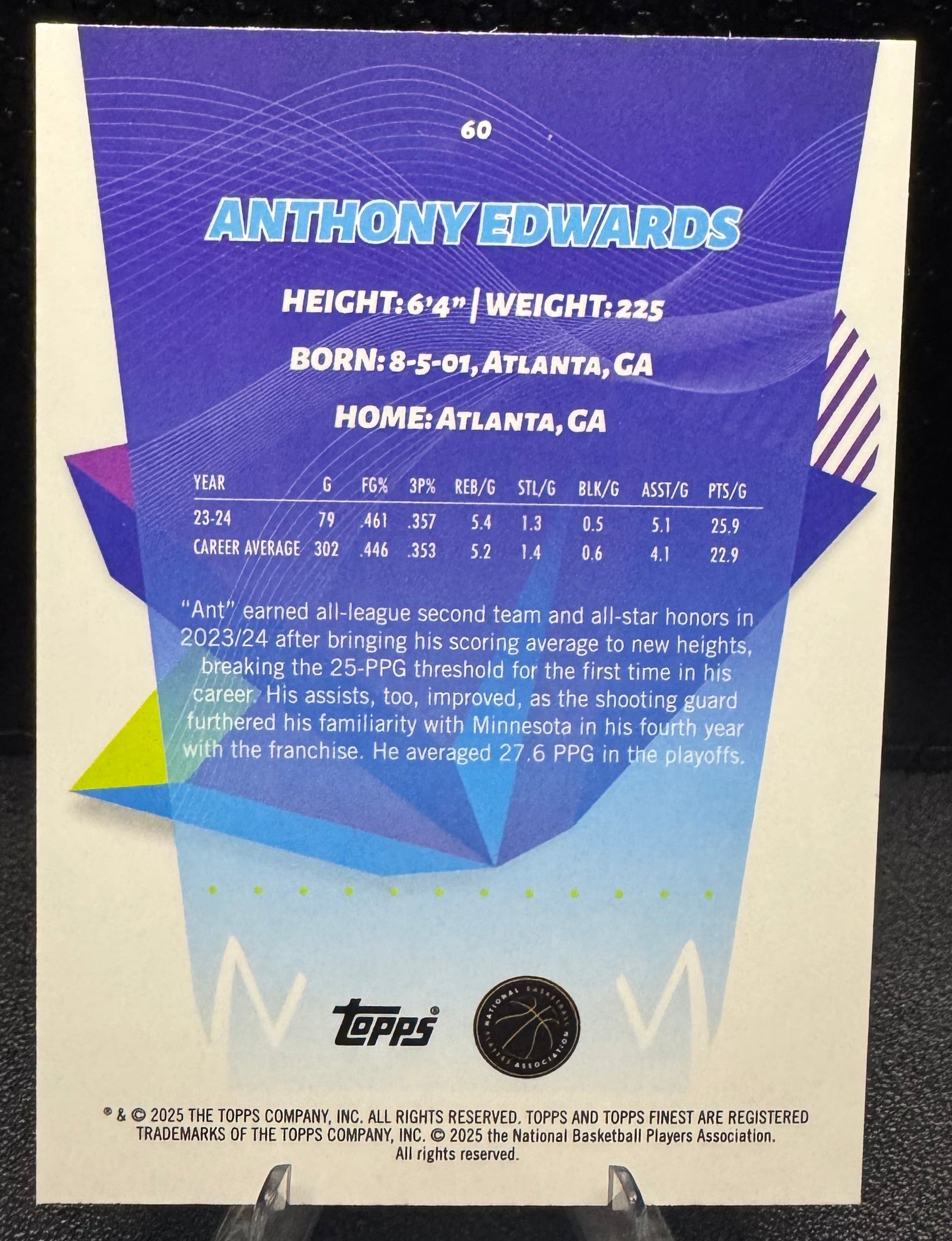 2024 - 25 Finest 60 Anthony Edwards Minnesota Timberwolves - 787 Hobby House