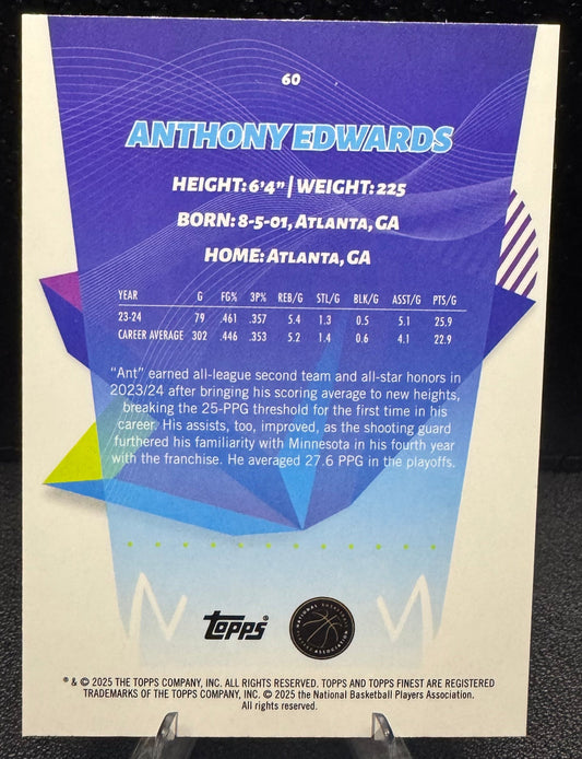 2024 - 25 Finest 60 Anthony Edwards Minnesota Timberwolves - 787 Hobby House
