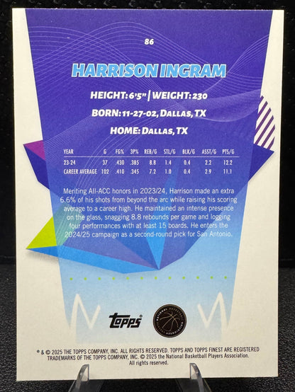 2024 - 25 Finest 86 Harrison Ingram RC San Antonio Spurs - 787 Hobby House