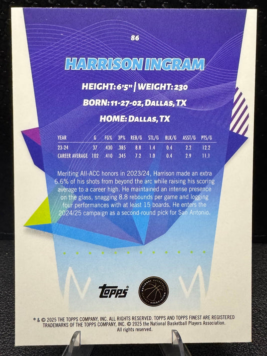 2024 - 25 Finest 86 Harrison Ingram RC San Antonio Spurs - 787 Hobby House