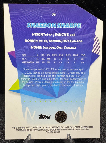 2024 - 25 Finest Die Cut Refractors 78 Shaedon Sharpe C 68/74 - 787 Hobby House