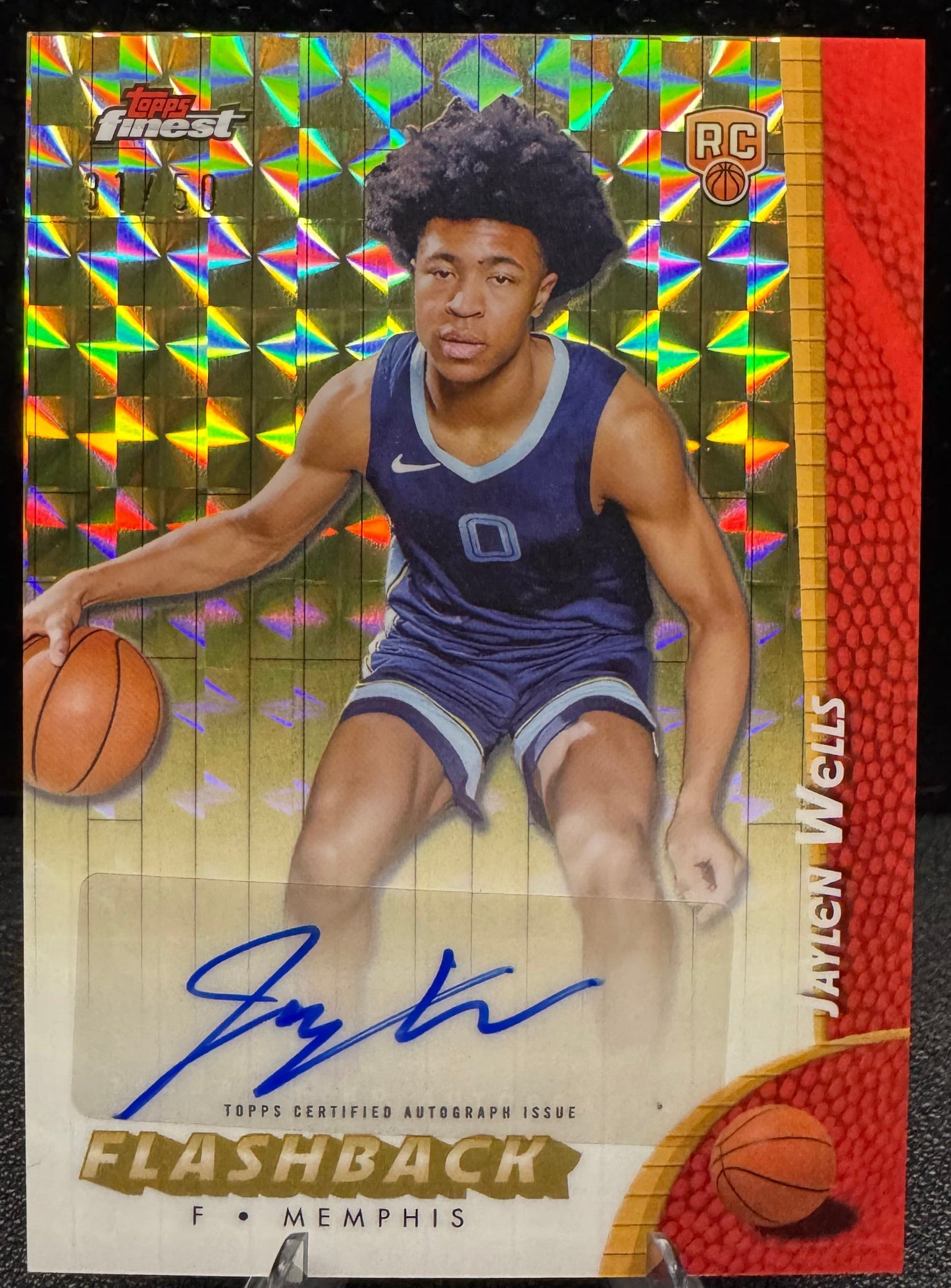 2024 - 25 Finest Flashback Autographs Gold Geometric Refractors FBAJW Jaylen Wells - 787 Hobby House