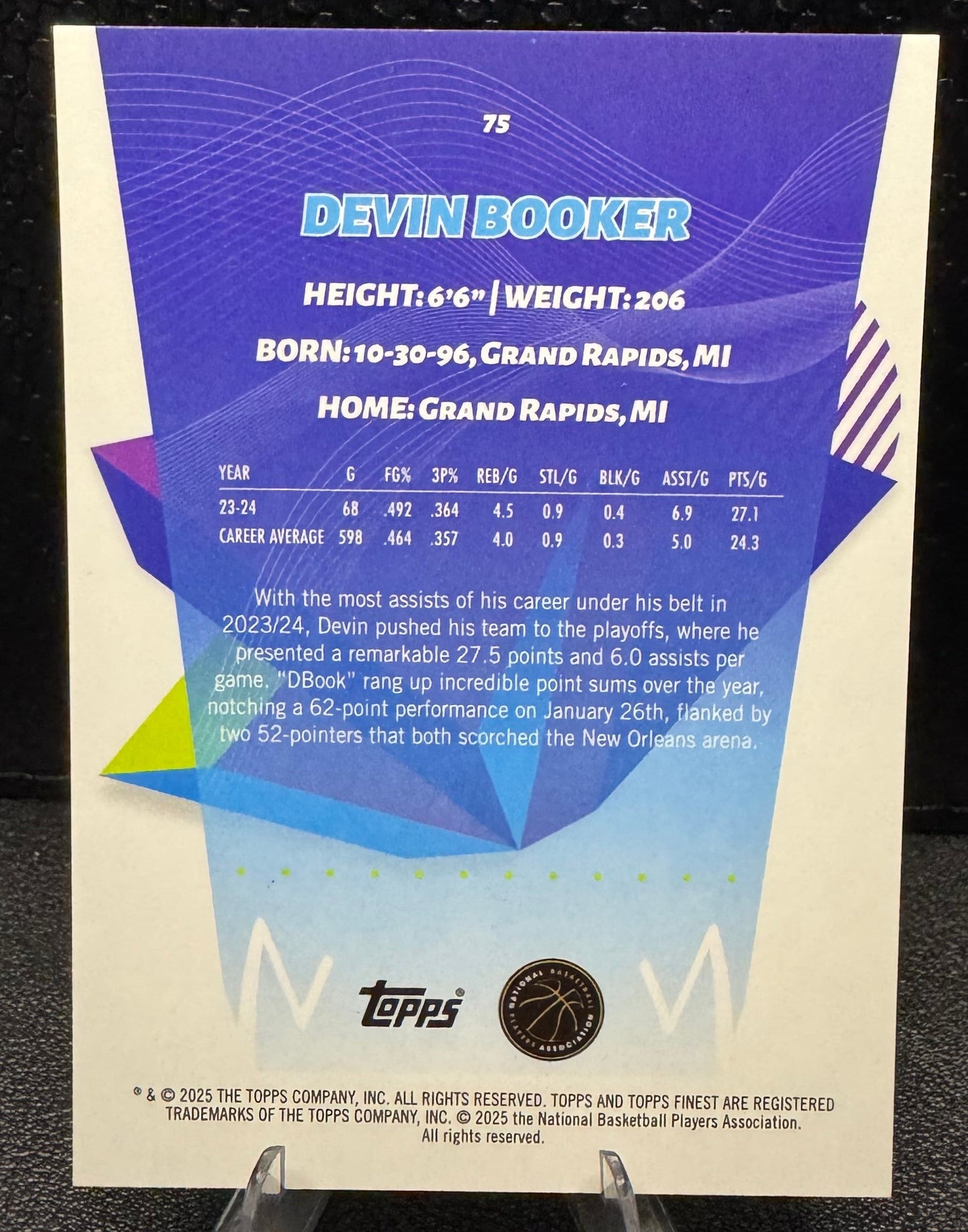 2024 - 25 Finest Red Black Geometric Refractors 75 Devin Booker Phoenix Suns 24/25 - 787 Hobby House