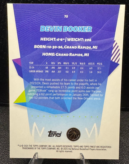 2024 - 25 Finest Red Black Geometric Refractors 75 Devin Booker Phoenix Suns 24/25 - 787 Hobby House