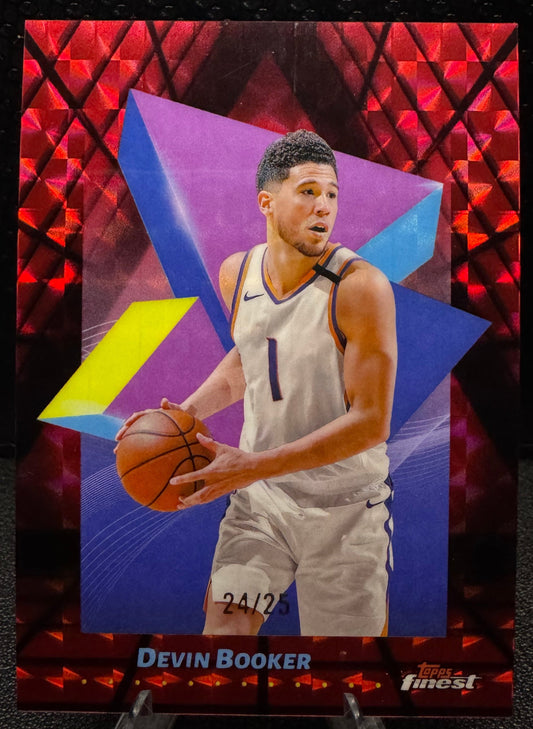 2024 - 25 Finest Red Black Geometric Refractors 75 Devin Booker Phoenix Suns 24/25 - 787 Hobby House