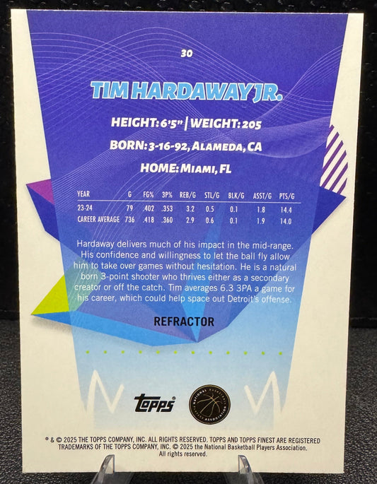 2024 - 25 Finest Refractors 30 Tim Hardaway Jr. Detroit Pistons - 787 Hobby House