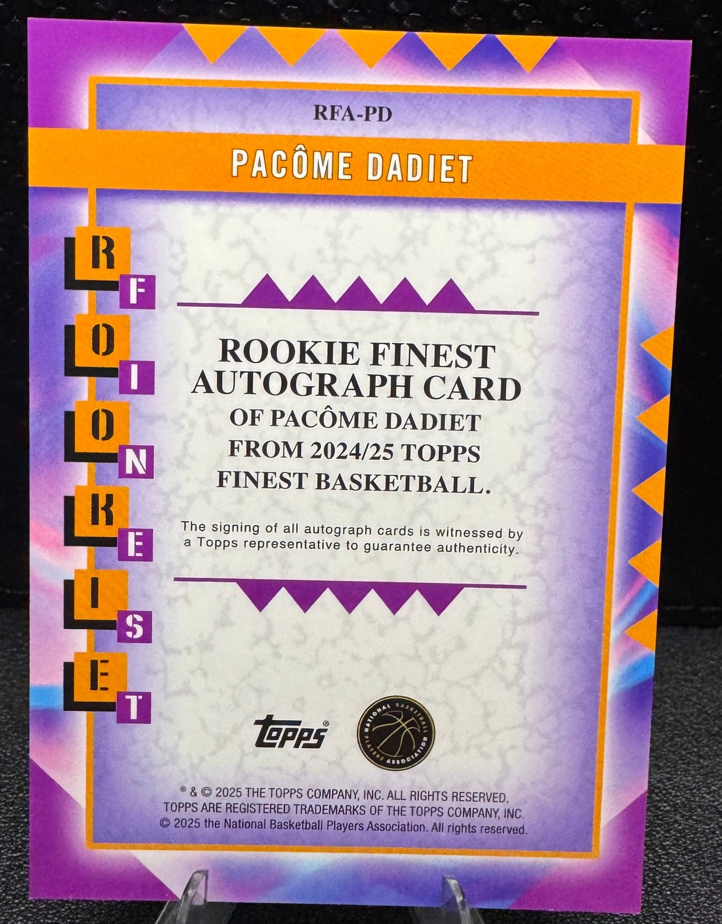 2024 - 25 Finest Rookie Autographs Black Geometric Refractors RFAPD Pacome Dadiet RC 16/25 - 787 Hobby House
