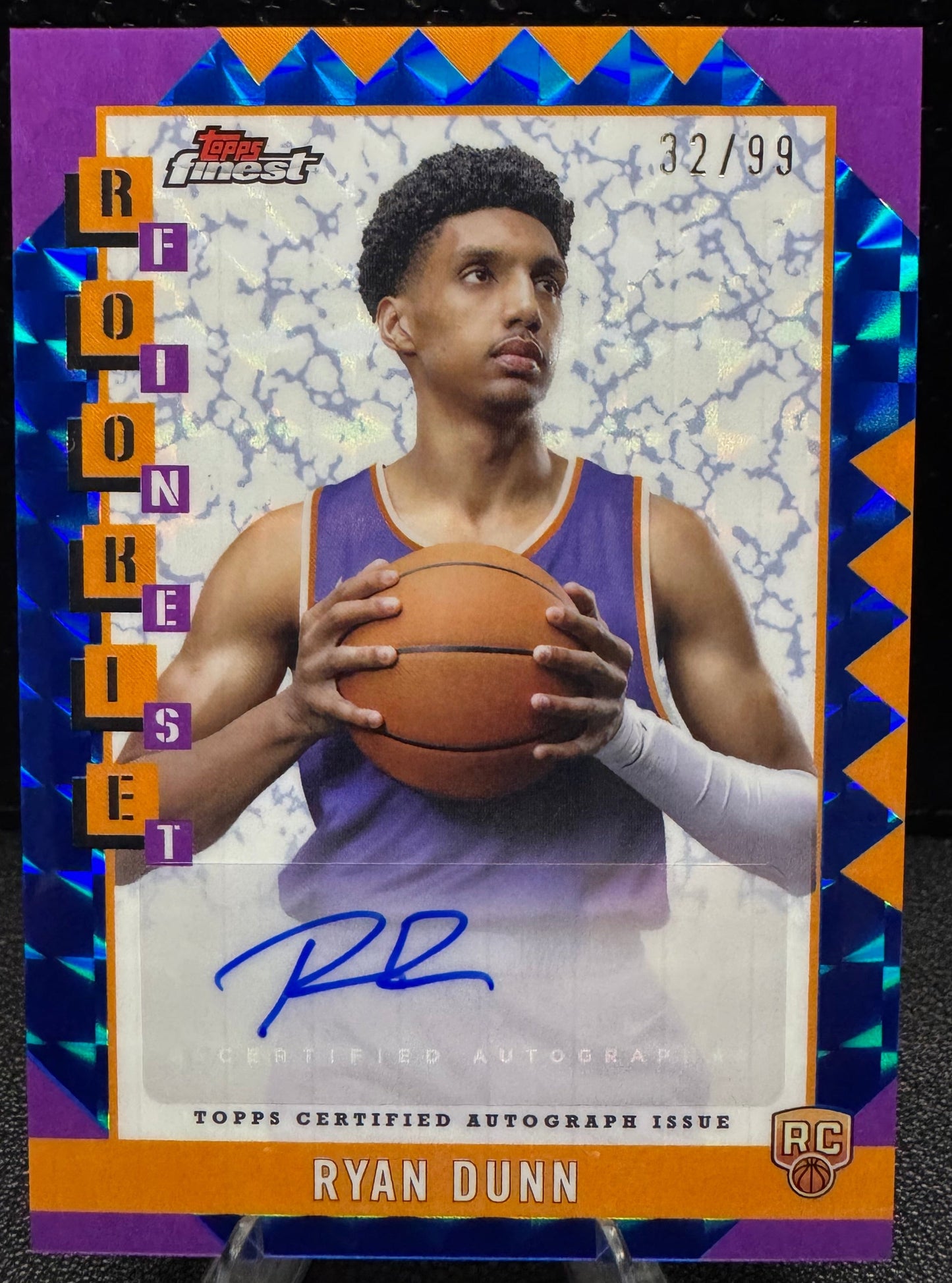2024 - 25 Finest Rookie Autographs Blue Geometric Refractors RFARDU Ryan Dunn RC 32/99 - 787 Hobby House