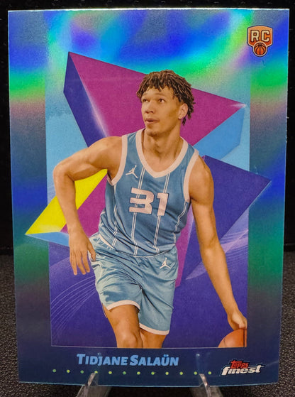 2024 - 25 Finest Sky Blue Refractors 14 Tidjane Salaun Charlotte Hornets RC - 787 Hobby House