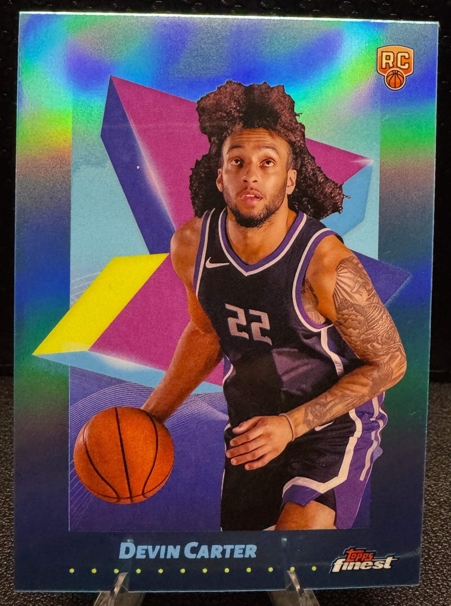 2024 - 25 Finest Sky Blue Refractors 81 Devin Carter Sacramento Kings RC - 787 Hobby House