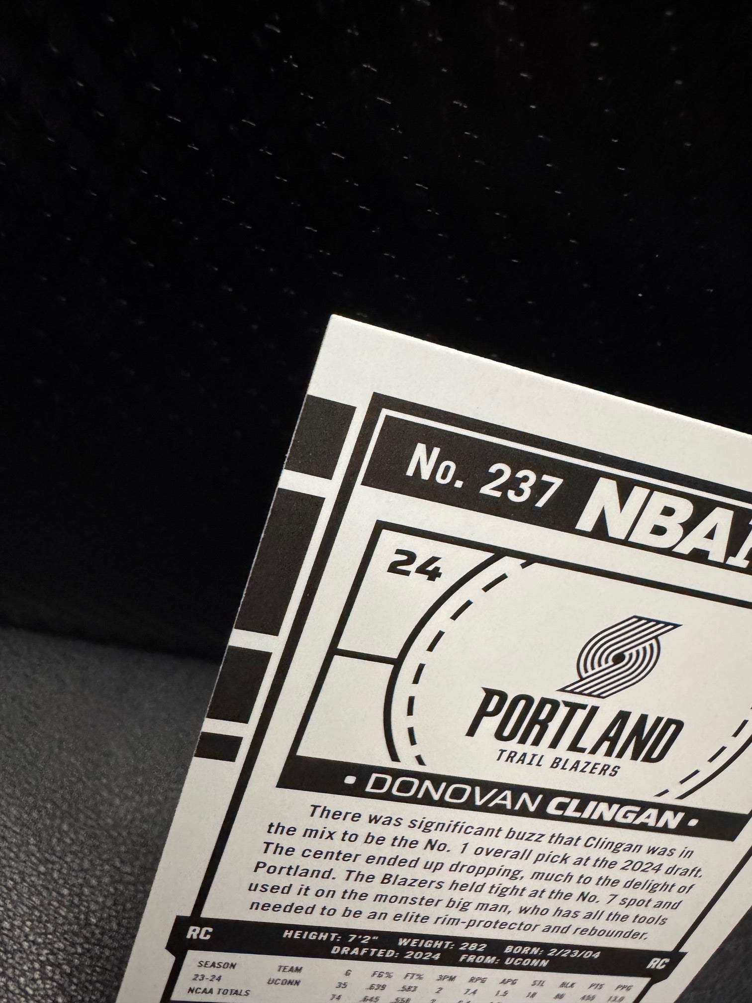 2024 - 25 Hoops 237 Donovan Clingan RC Portland Trailblazers - 787 Hobby House