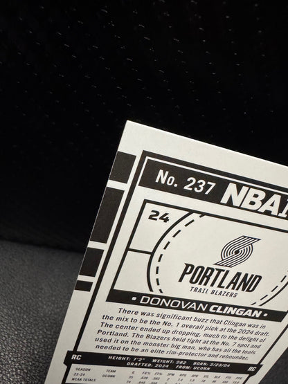 2024 - 25 Hoops 237 Donovan Clingan RC Portland Trailblazers - 787 Hobby House