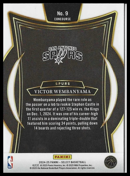 2024-25 Panini Select 9 Victor Wembanyama Blue (Retail) San Antonio Spurs - 787 Hobby House