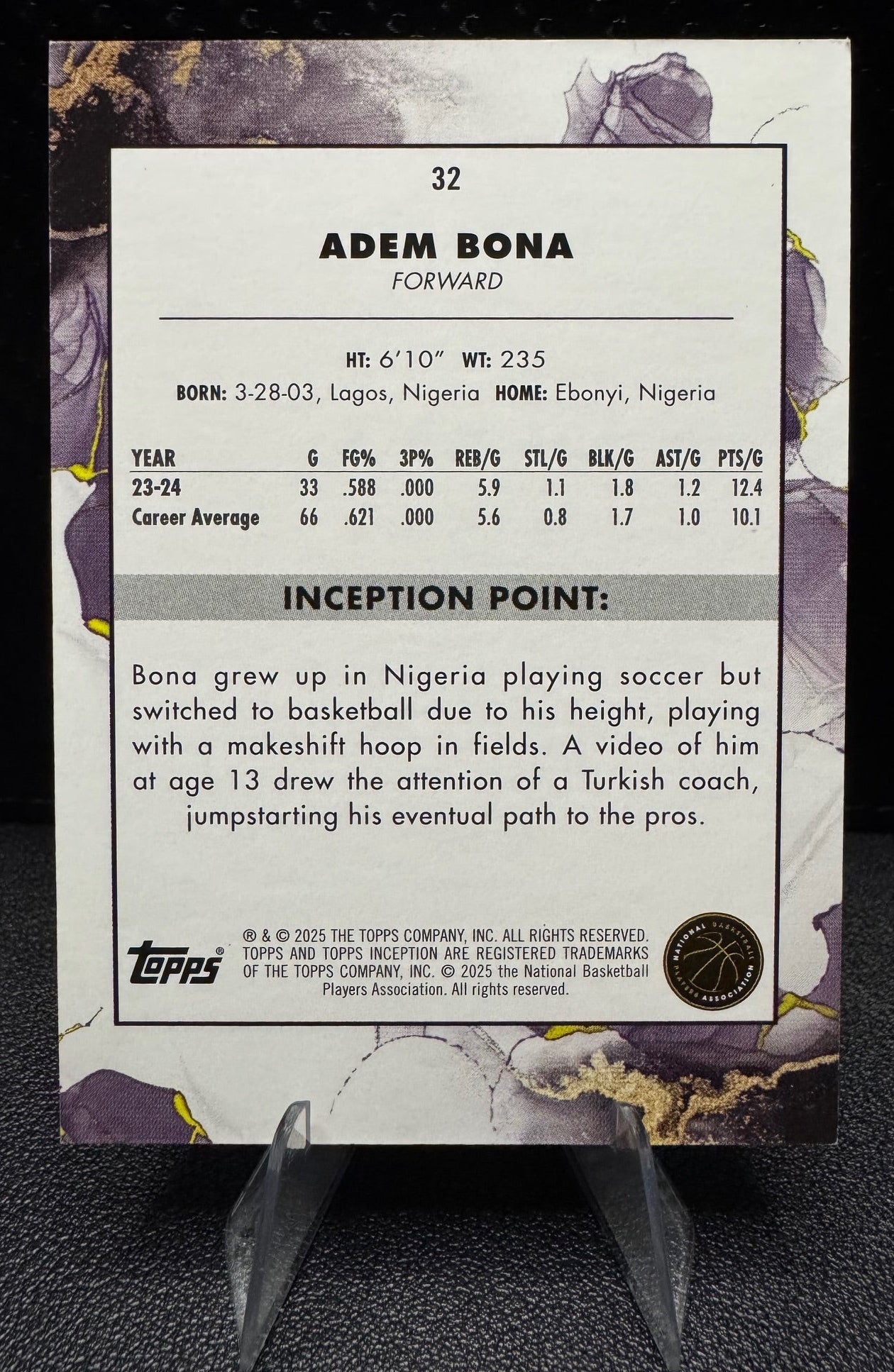 2024 - 25 Topps Inception 32 Adem Bona Red 49/75 RC Philadelphia 76ers - 787 Hobby House