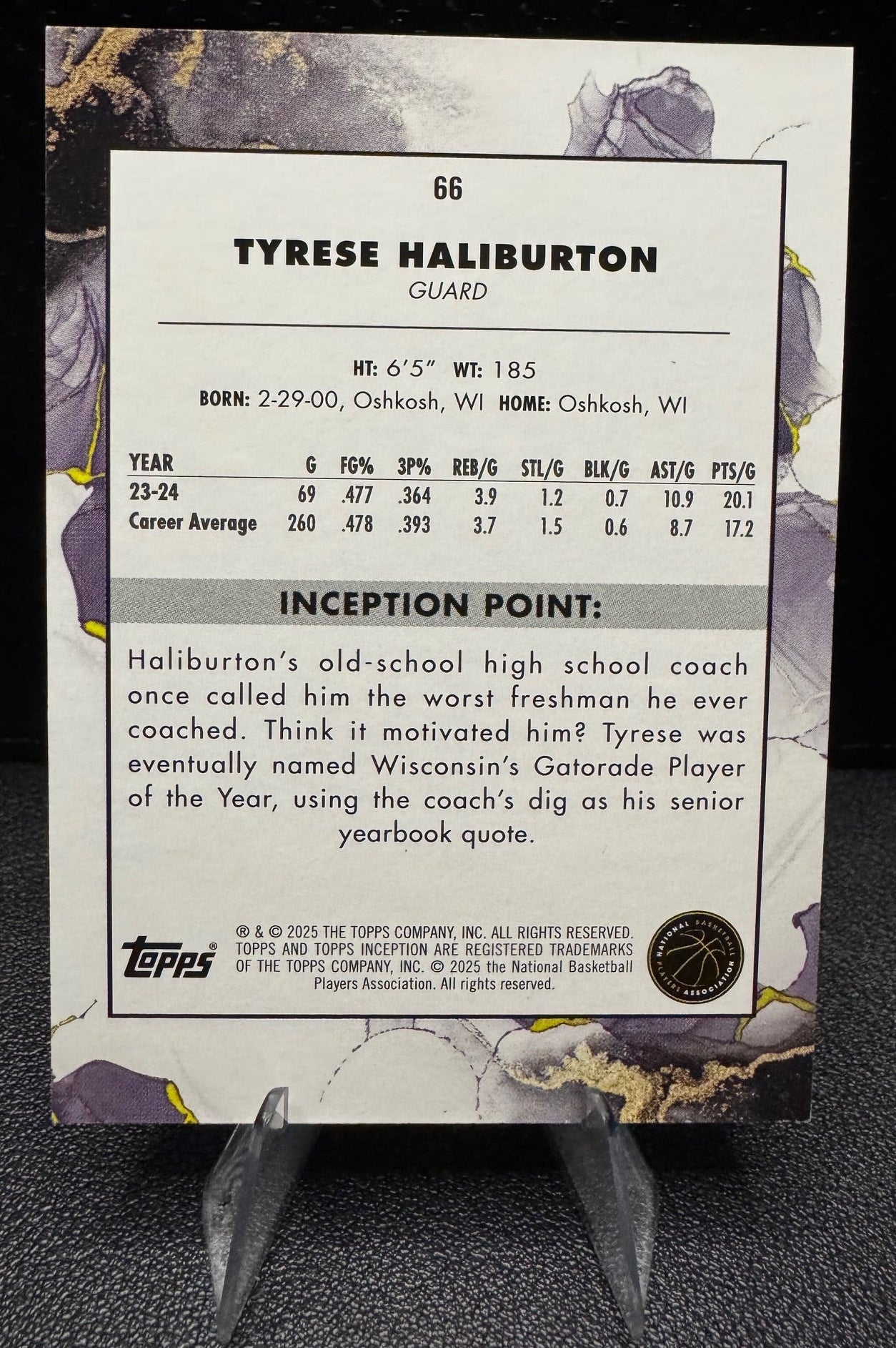 2024 - 25 Topps Inception 66 Tyrese Haliburton Green Indiana Pacers - 787 Hobby House