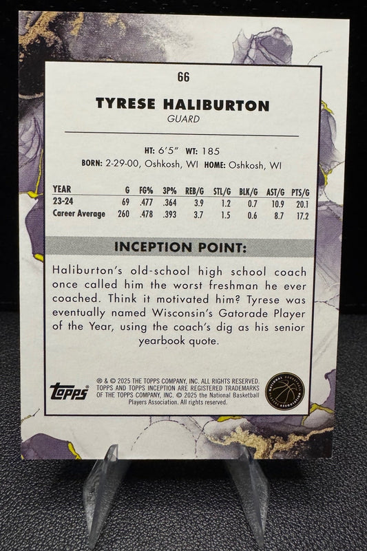 2024 - 25 Topps Inception 66 Tyrese Haliburton Green Indiana Pacers - 787 Hobby House
