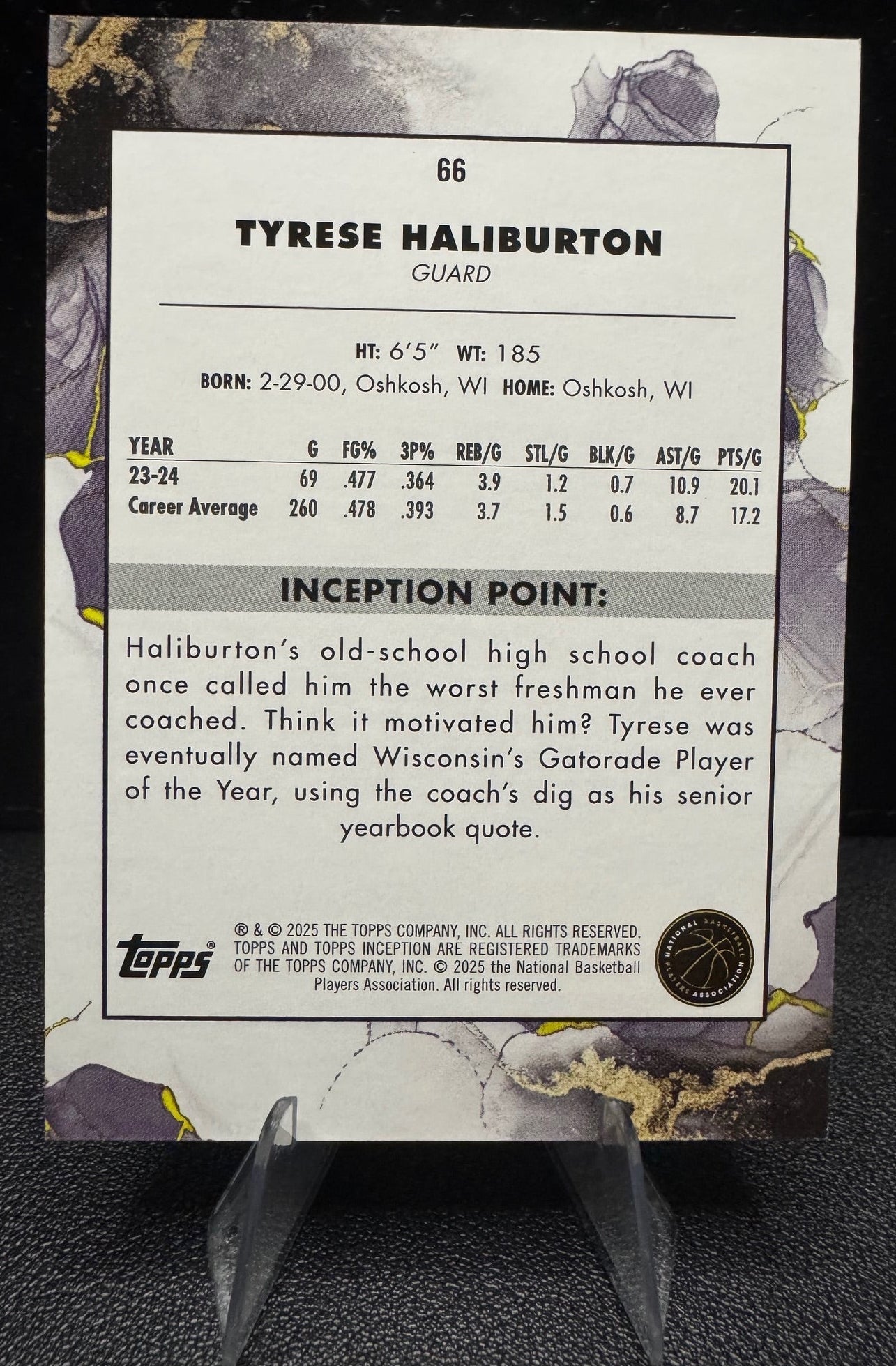 2024 - 25 Topps Inception 66 Tyrese Haliburton Indiana Pacers - 787 Hobby House