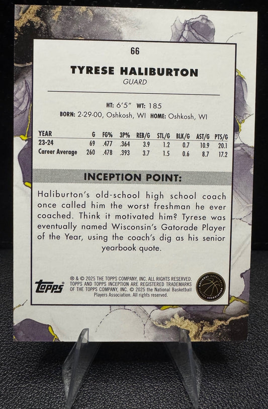 2024 - 25 Topps Inception 66 Tyrese Haliburton Indiana Pacers - 787 Hobby House