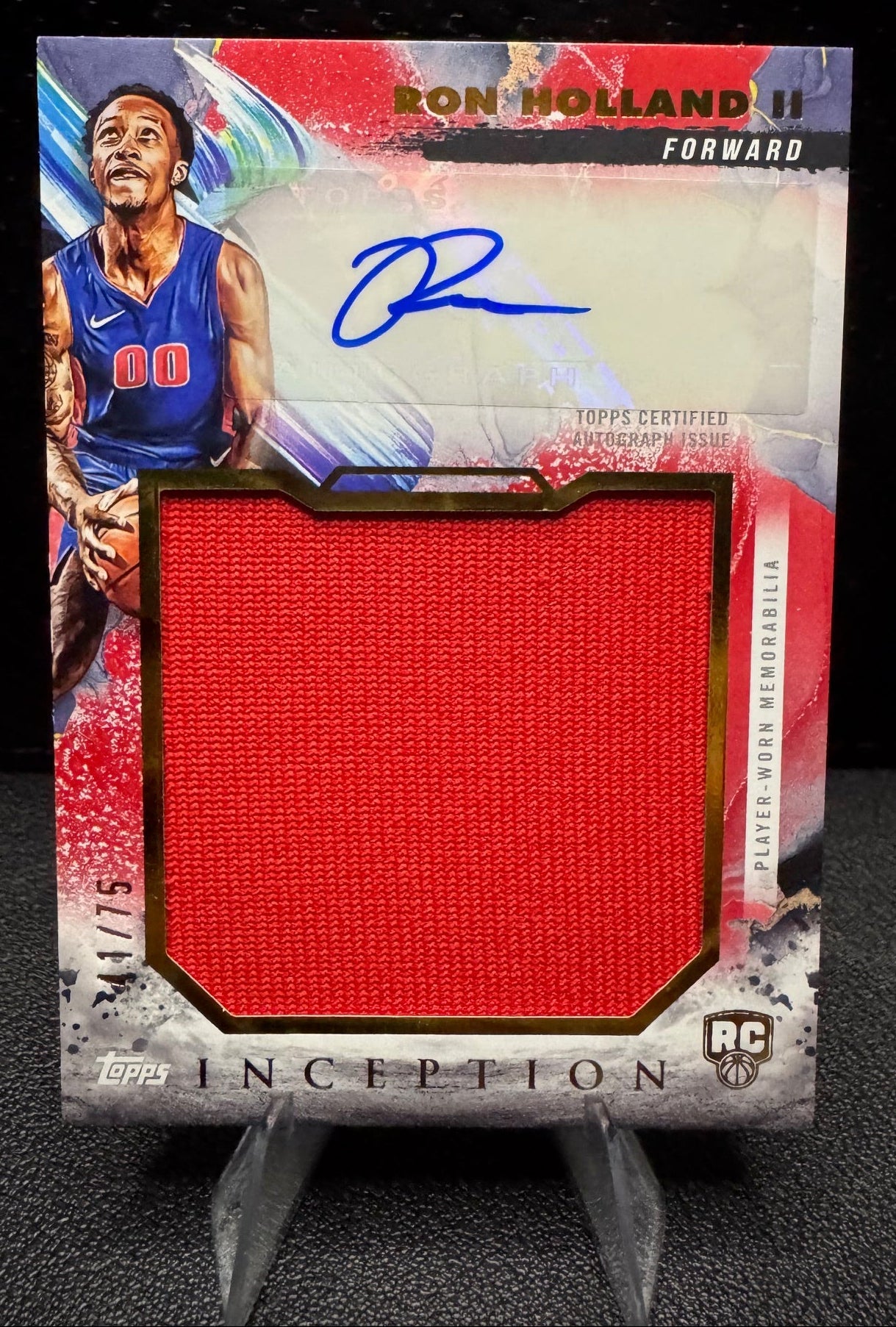 2024 - 25 Topps Inception RJR - RH Ron Holland II RC Jumbo Relics Auto Red 41/75 Detroit Pistons - 787 Hobby House