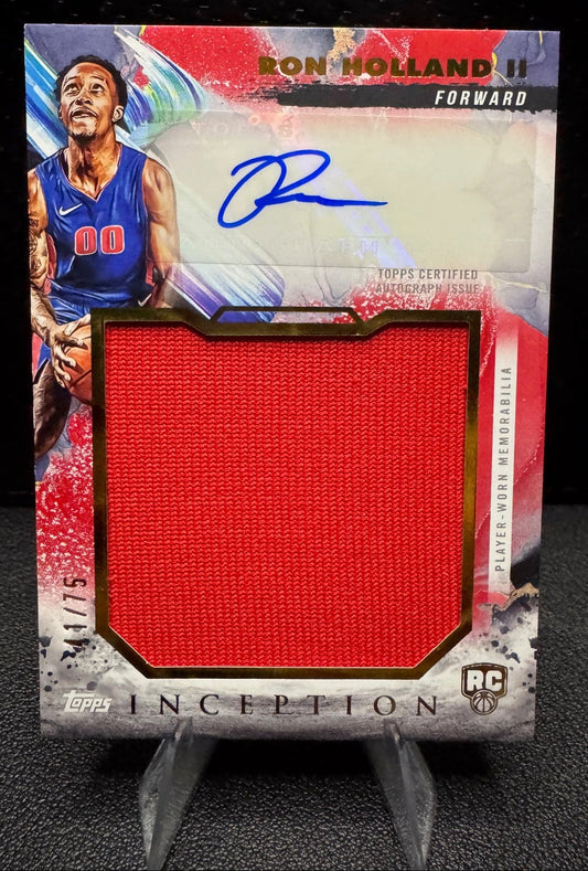 2024 - 25 Topps Inception RJR - RH Ron Holland II RC Jumbo Relics Auto Red 41/75 Detroit Pistons - 787 Hobby House