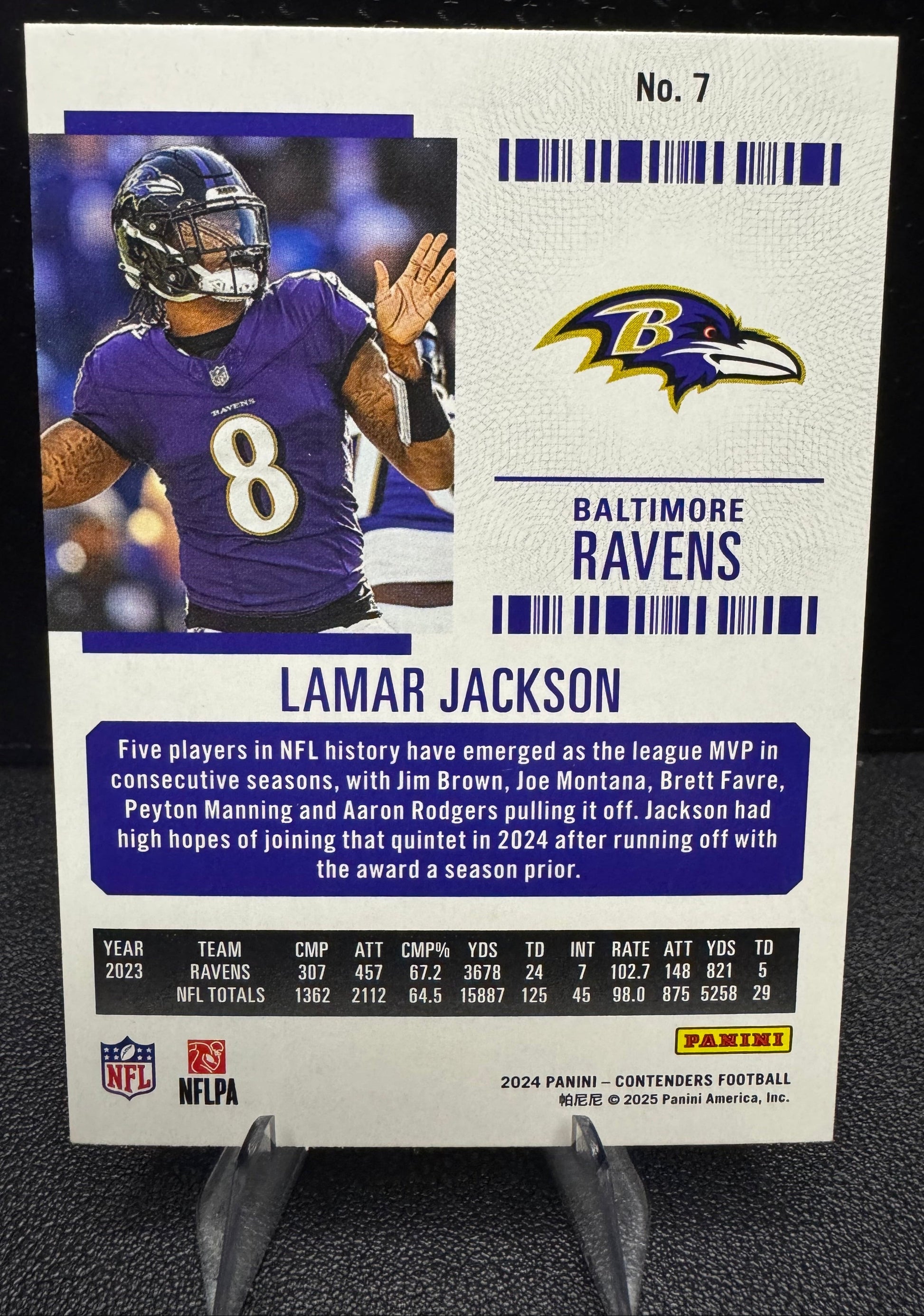 2024 Panini Contenders 7 Lamar Jackson Retail Baltimore Ravens - 787 Hobby House