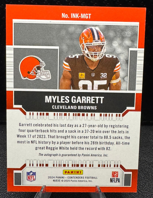 2024 Panini Contenders NFL Ink Autographs 33 Myles Garrett 43/99 - 787 Hobby House