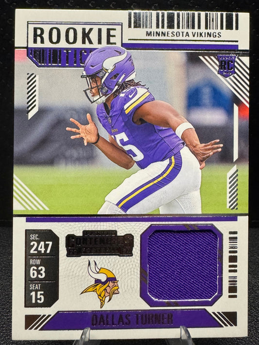 2024 Panini Contenders Rookie Ticket Swatches 10 Dallas Turner RC Vikings - 787 Hobby House
