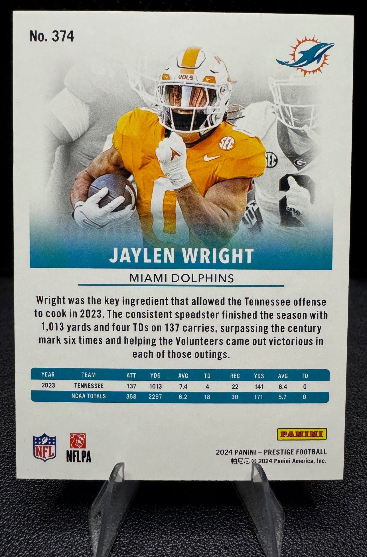 2024 Panini Prestige 374 Jaylen Wright Red Xtra Points 418/999 Miami Dolphins - 787 Hobby House