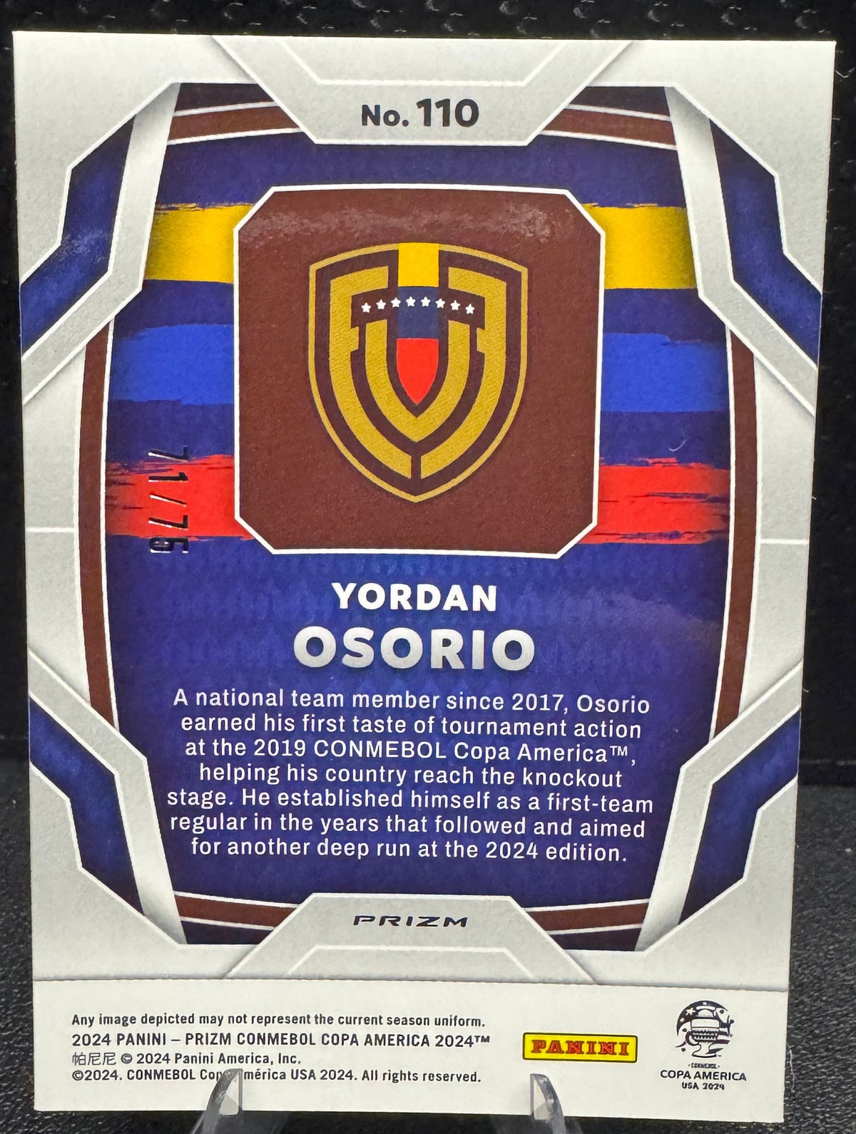 2024 Panini Prizm Copa America Prizms Blue Pulsar 110 Yordan Osorio RC 71/75 - 787 Hobby House
