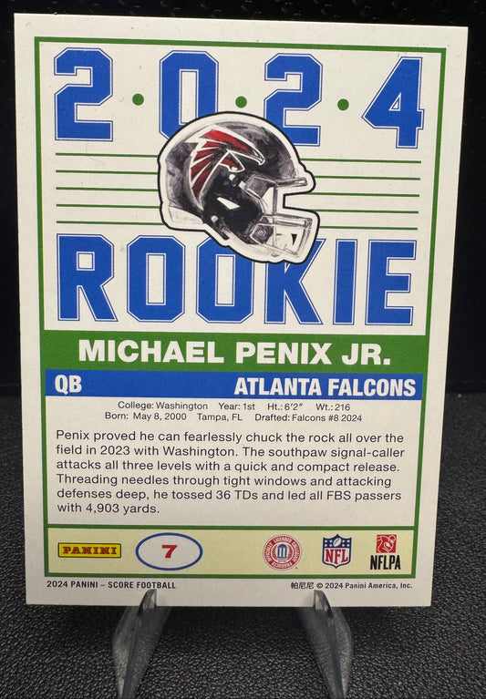 2024 Score 7 Michael Penix Jr. 35th Anniversary Rookies Atlanta Falcons - 787 Hobby House