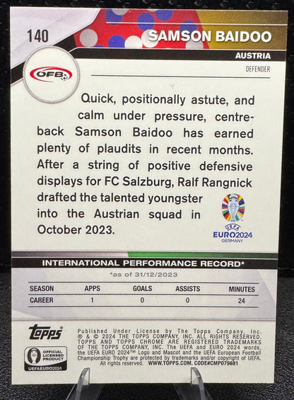 2024 Topps Chrome UEFA Euro Color Match Refractors 140 Samson Baidoo 14/99 - 787 Hobby House