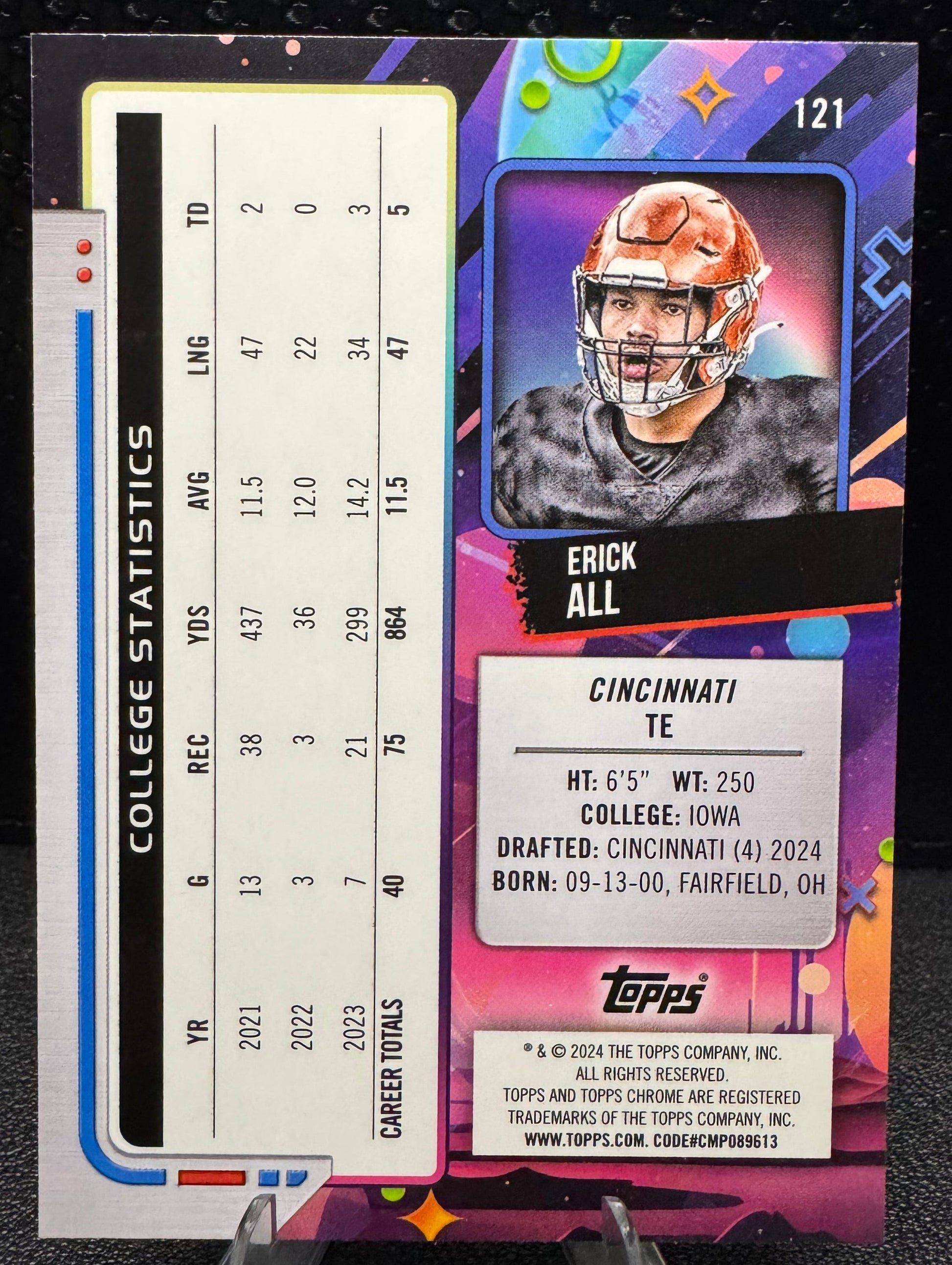2024 Topps Cosmic Chrome Purple Nebula Refractors 121 Erick All RC 14/150 - 787 Hobby House