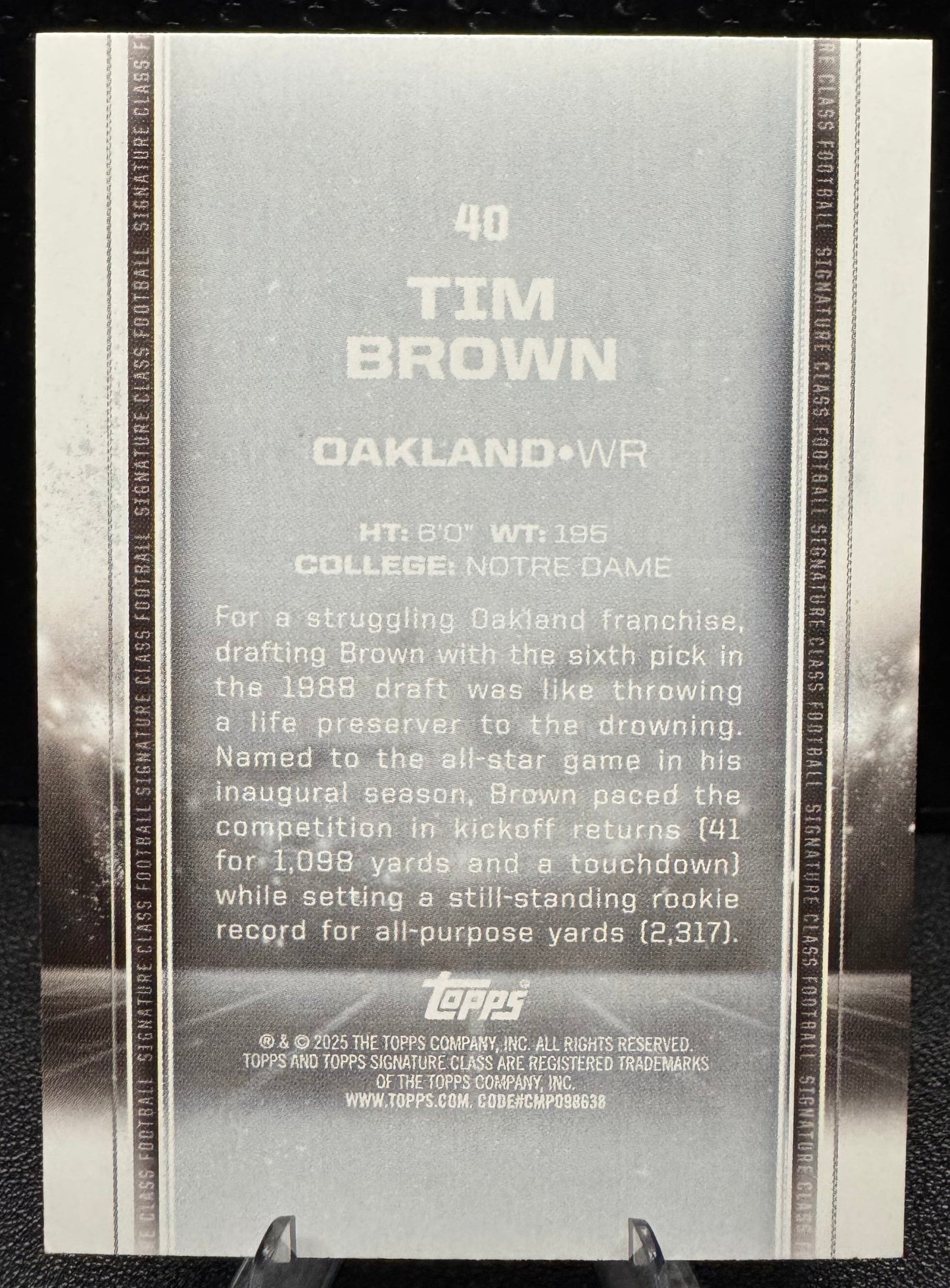 2024 Topps Signature Class Purple 40 Tim Brown 65/100 - 787 Hobby House