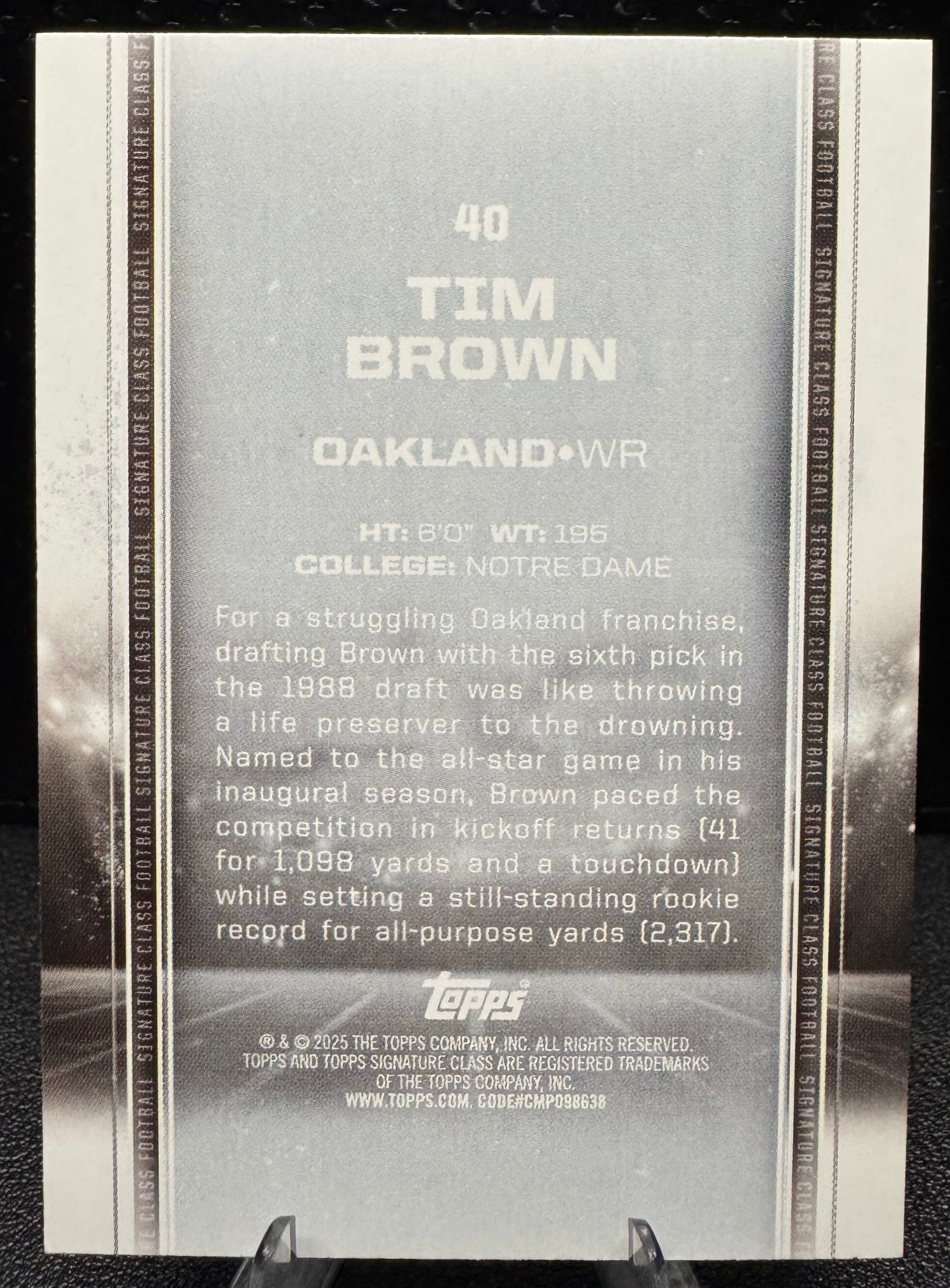 2024 Topps Signature Class Purple 40 Tim Brown 65/100 - 787 Hobby House