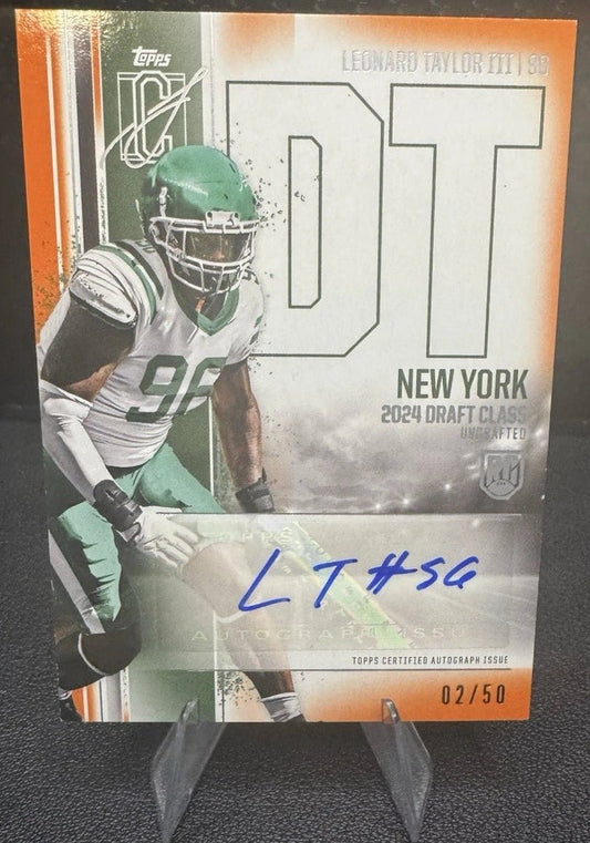2024 Topps Signature Class RCA - LT Leonard Taylor III RC Auto Orange 2/50 New York Jets - 787 Hobby House