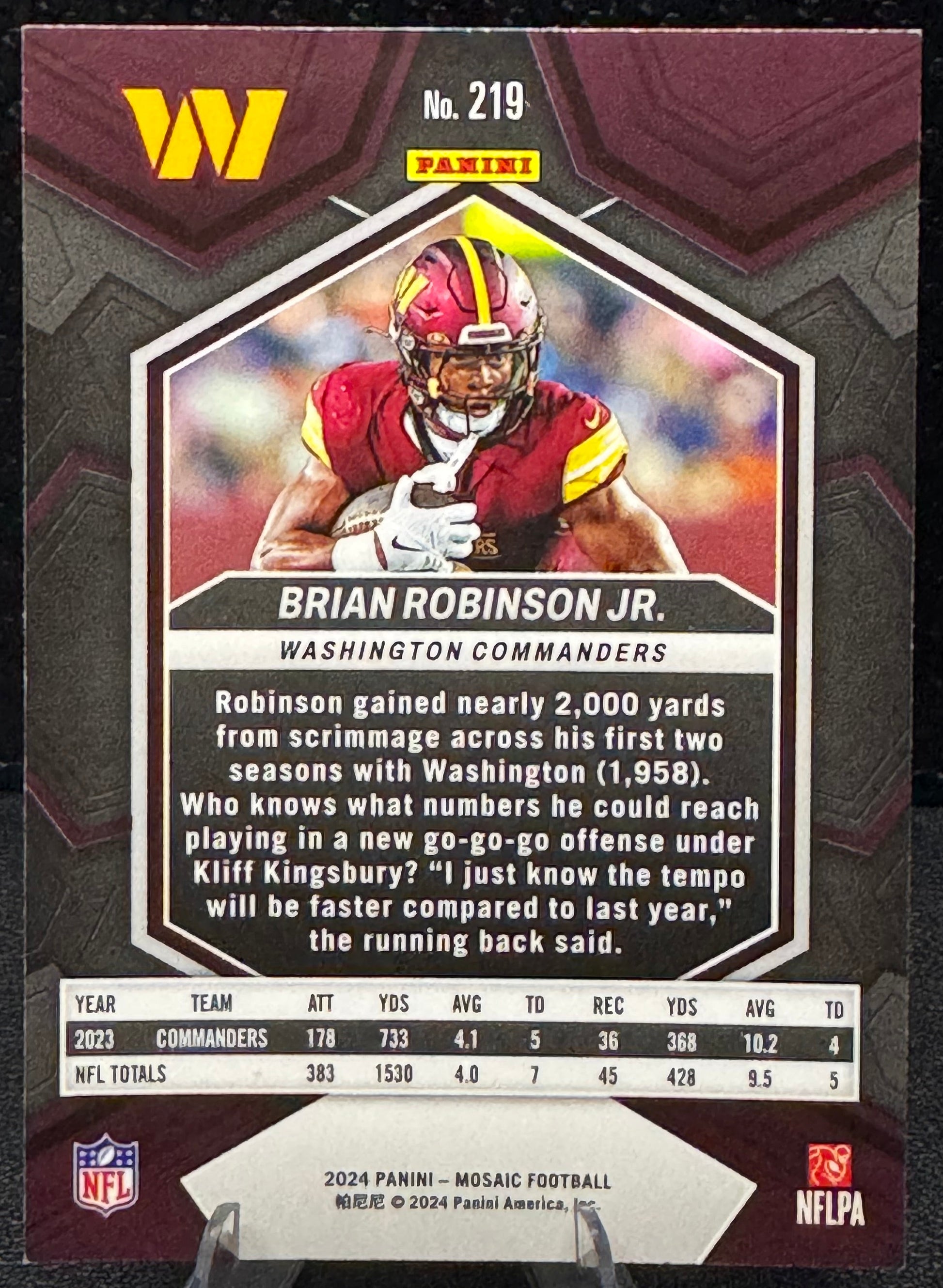 2024 Panini Mosaic #219 Brian Robinson Jr. Washington Commanders