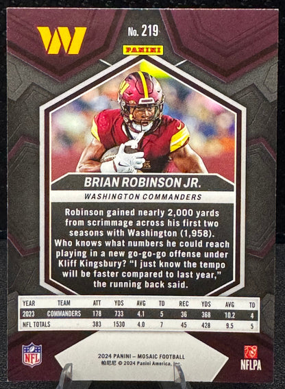 2024 Panini Mosaic #219 Brian Robinson Jr. Washington Commanders