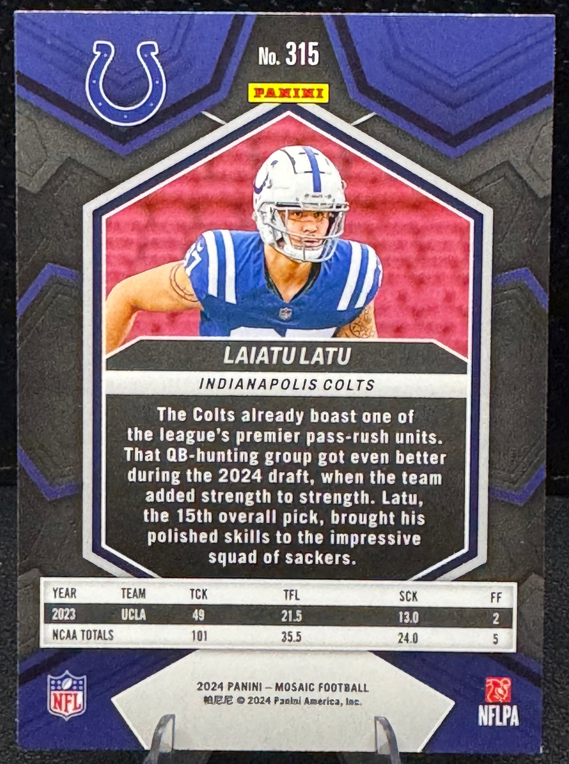 2024 Panini Mosaic #315 Laiatu Latu RC Indianapolis Colts
