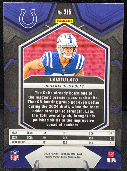 2024 Panini Mosaic #315 Laiatu Latu RC Indianapolis Colts