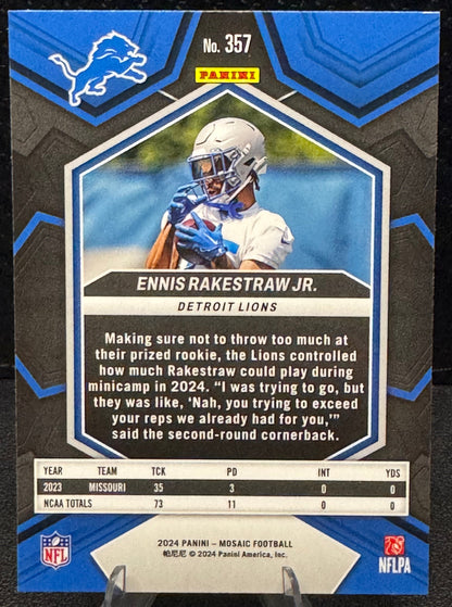 2024 Panini Mosaic #357 Ennis Rakestraw Jr. RC Detroit Lions