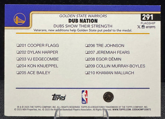 2025 - 26 Topps 291 Dubs Nation: Dubs Show Their Strength Season Tip Off - 787 Hobby House