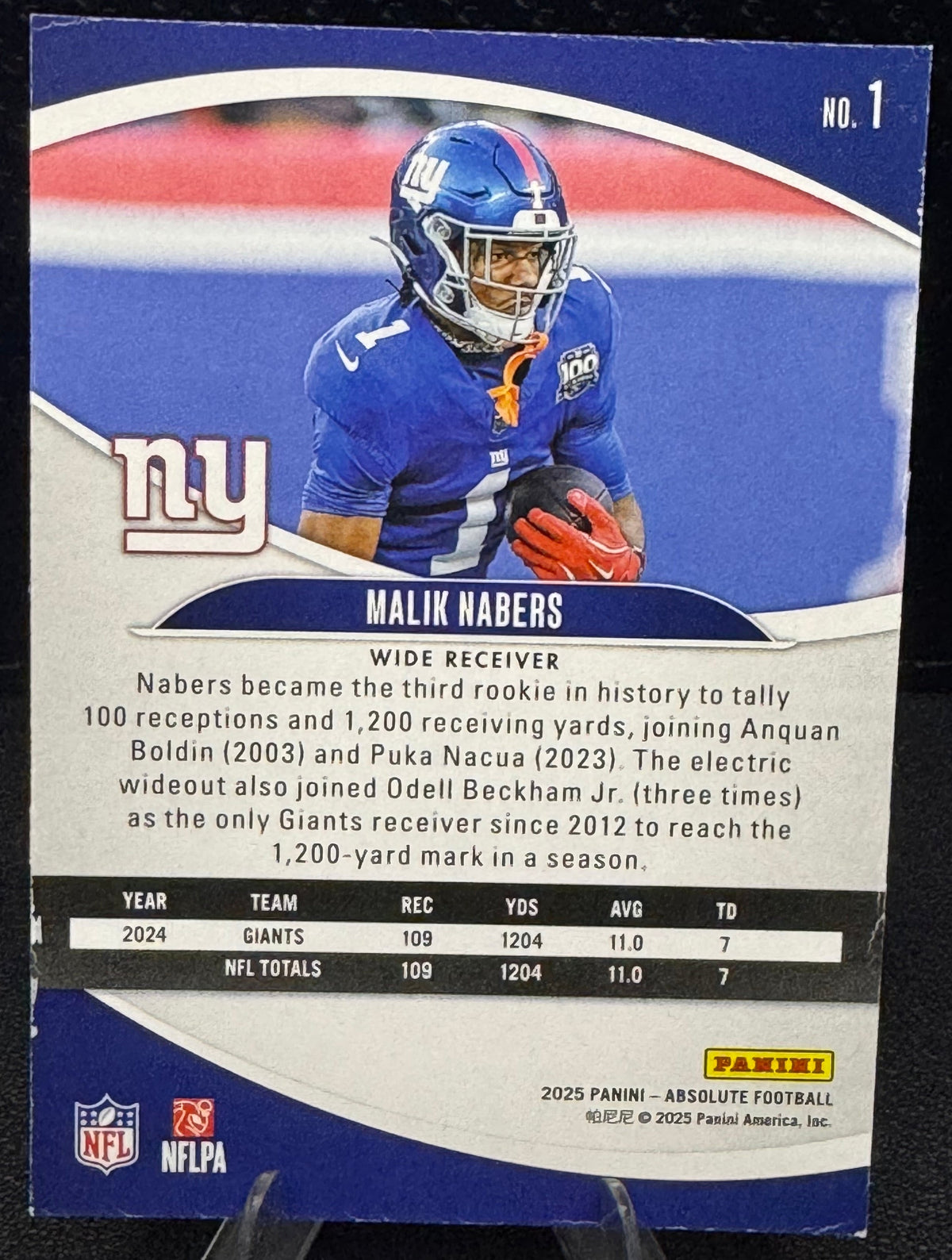 2025 Absolute 1 Malik Nabers New York Giants - 787 Hobby House