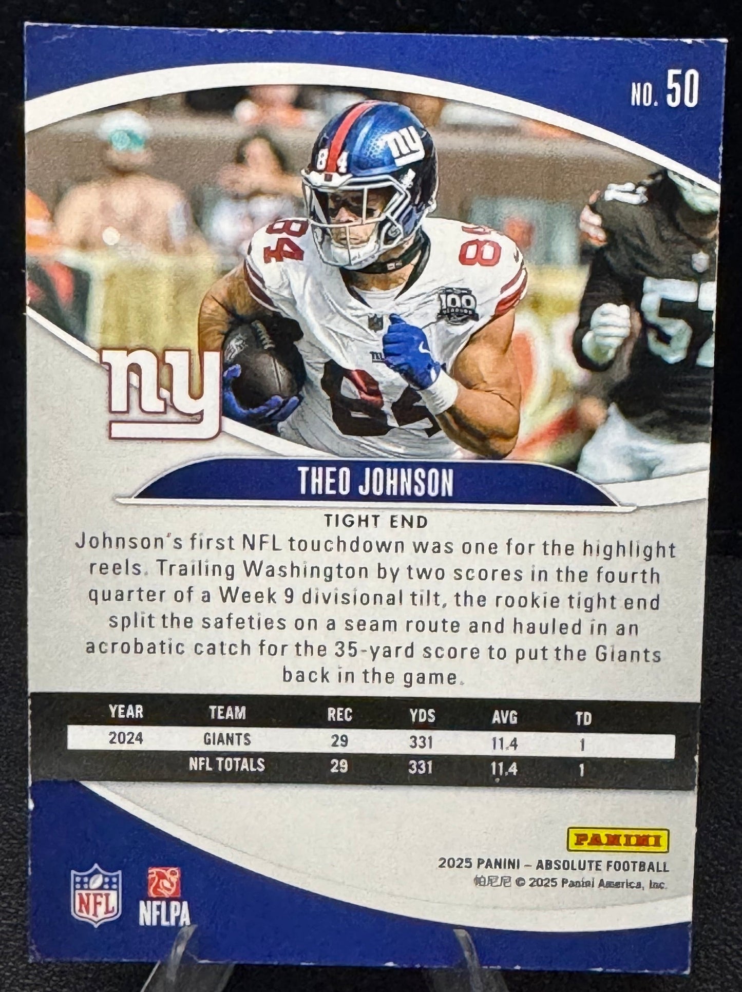 2025 Absolute 50 Theo Johnson New York Giants - 787 Hobby House