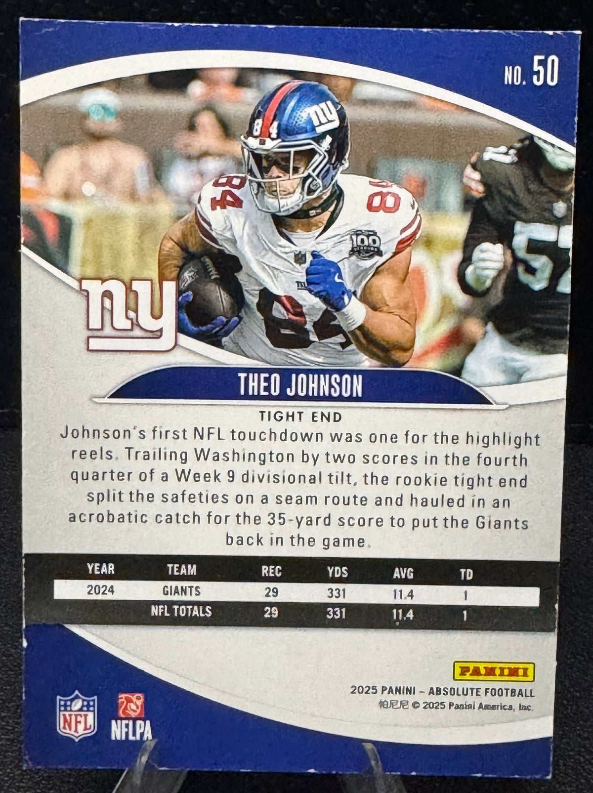 2025 Absolute 50 Theo Johnson New York Giants - 787 Hobby House